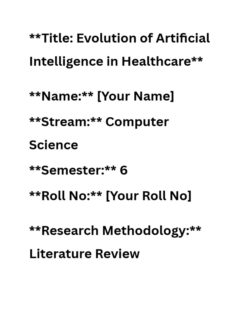 Artificial Intelligence In Healthcare Research Paper Pdf