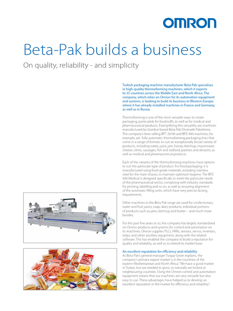 Beta-Pak: Advanced Thermoforming Machines | PDF | User Interface ...