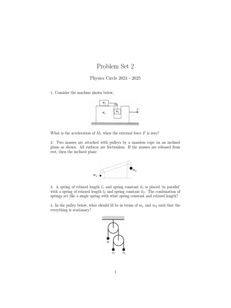 Problem Set 2 | PDF | Force | Mass