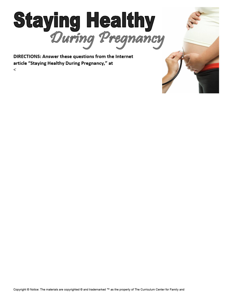 Staying Healthy During Pregnancy V1 Pdf Pregnancy