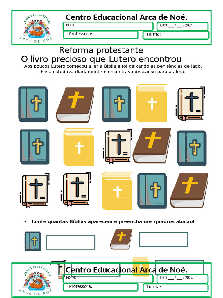 Atividades Infantis sobre a Reforma Protestante | PDF | Martinho Lutero ...