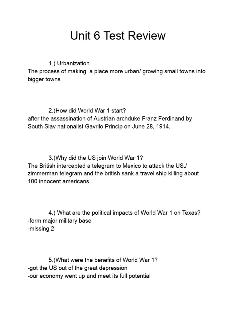 On-Level Unit 6 Test Review | PDF | Politics Of The United States ...