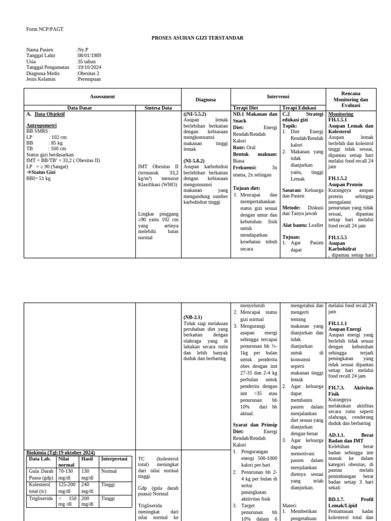 Dietetik Uts Pagt Soal 1 | PDF