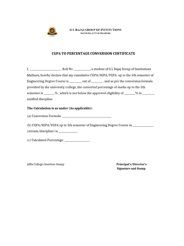Updated declaration of percentage conversion pdf