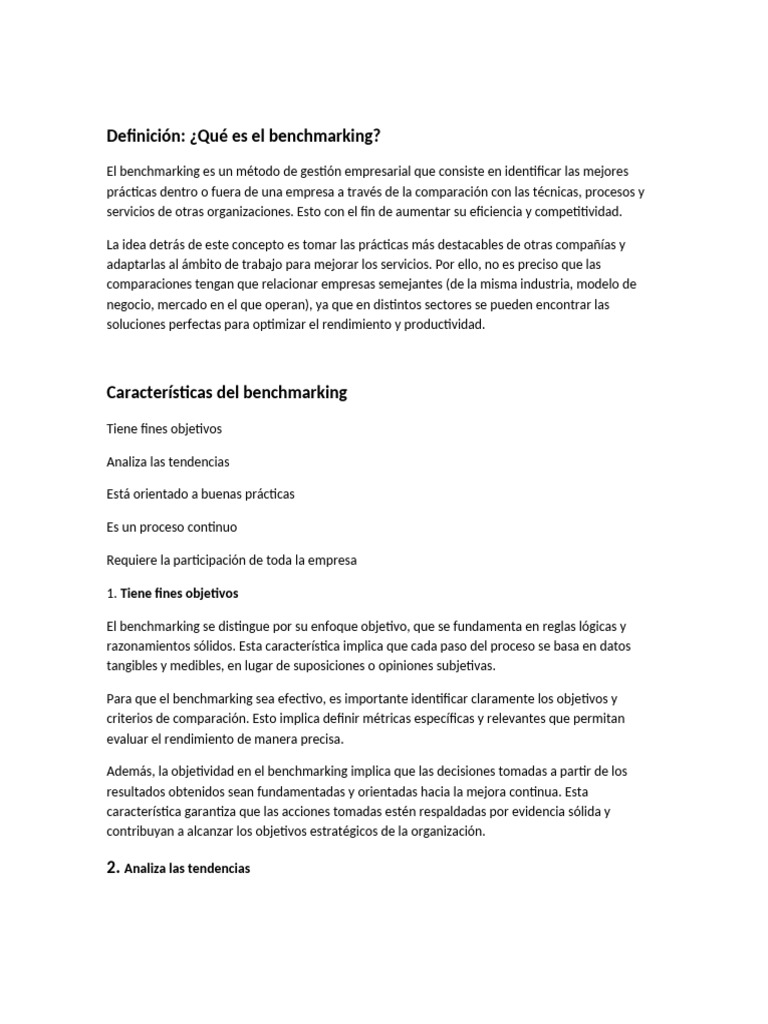 BENCHMARKING | PDF | Benchmarking | Business