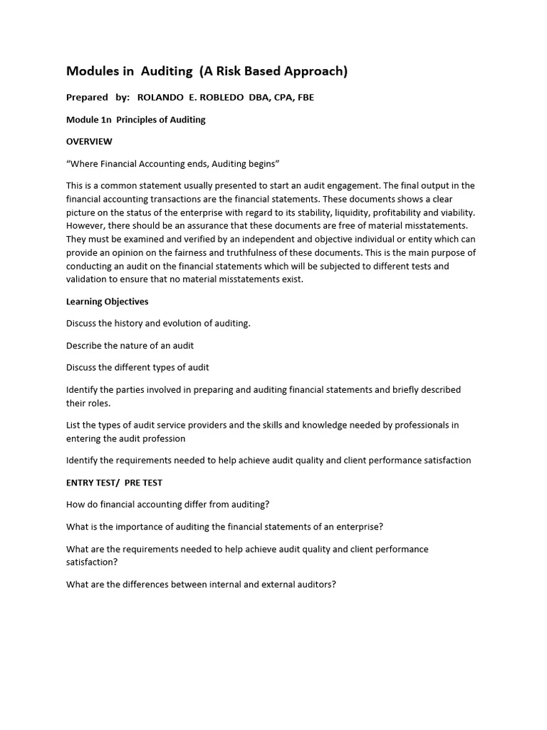 Risk-Based Auditing Principles Explained | PDF | Audit | Internal Control
