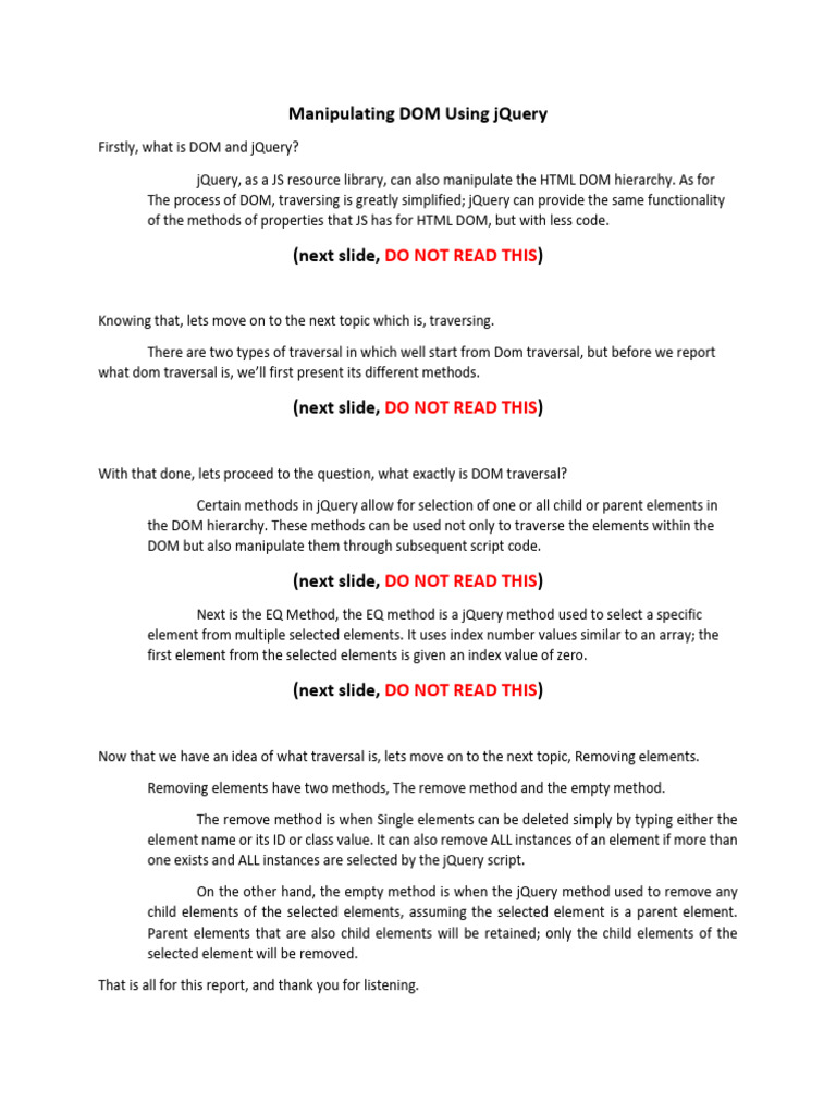 Module 12 manipulating dom using jquery pdf teaching methods