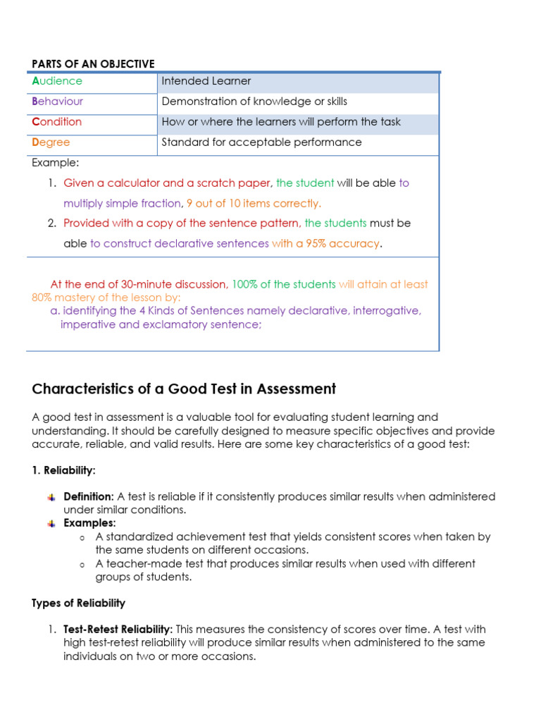 Effective Assessment Test Design Guide | PDF | Validity (Statistics ...