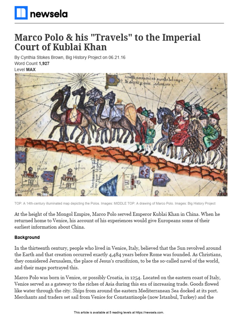 Marco Polo's Journey to Kublai Khan | PDF | Marco Polo