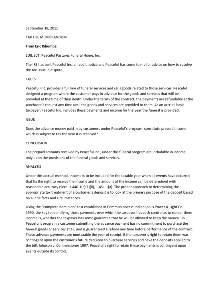 Tax Research Memorandum Assignment 1 Pdf