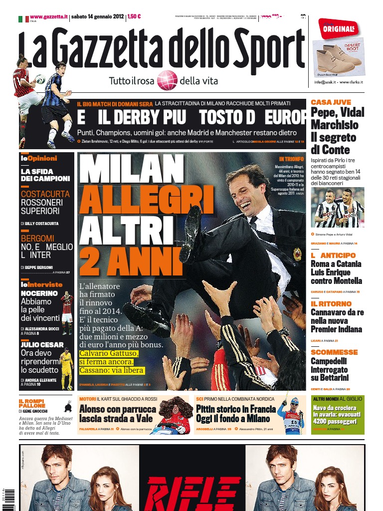 Gazzetta Dello Sport - 14/01/2012 | PDF, image size:768x1024