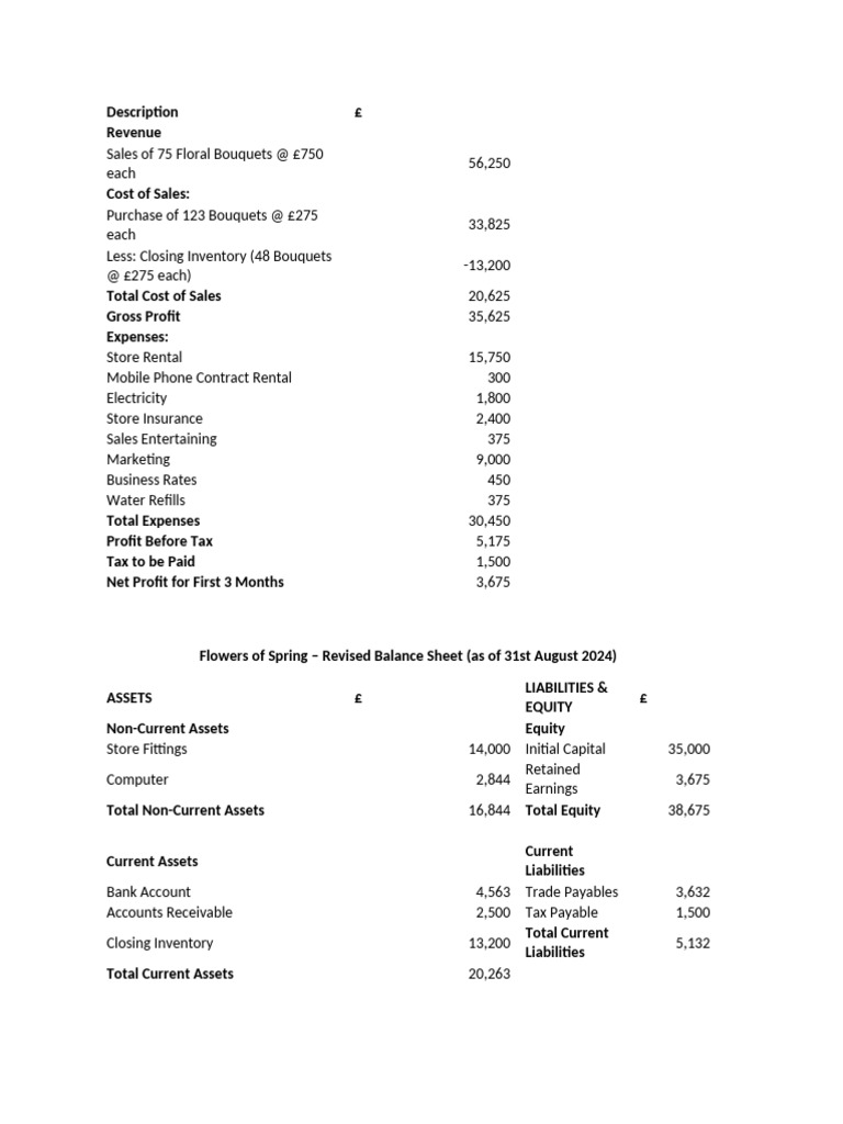 Flowers of Spring Financial Analysis | PDF | Expense | Equity (Finance)