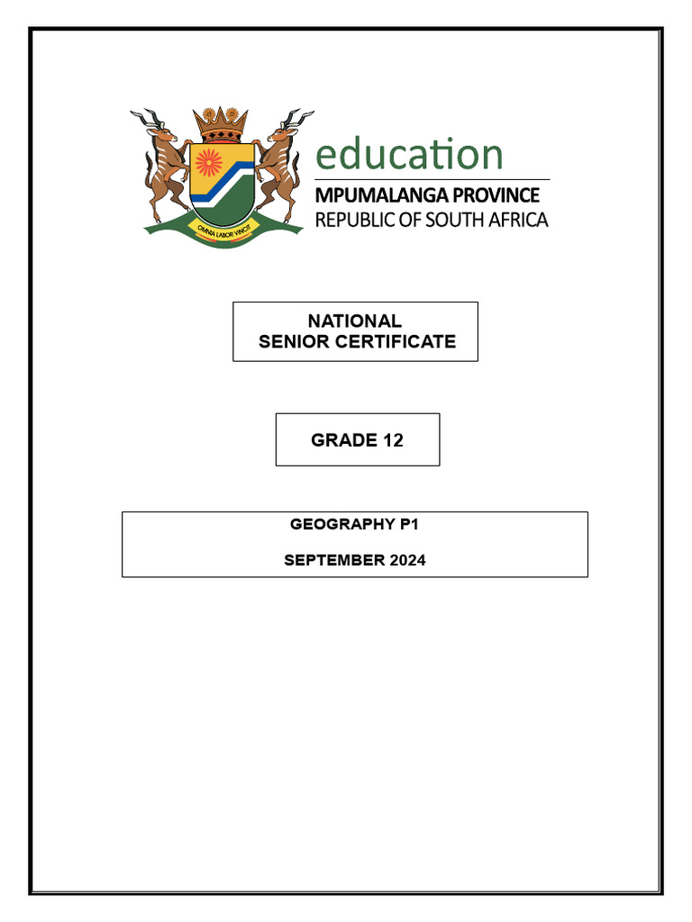 Grade 12 Geography P1 September 2024 | PDF | Cyclone | Tropical Cyclones