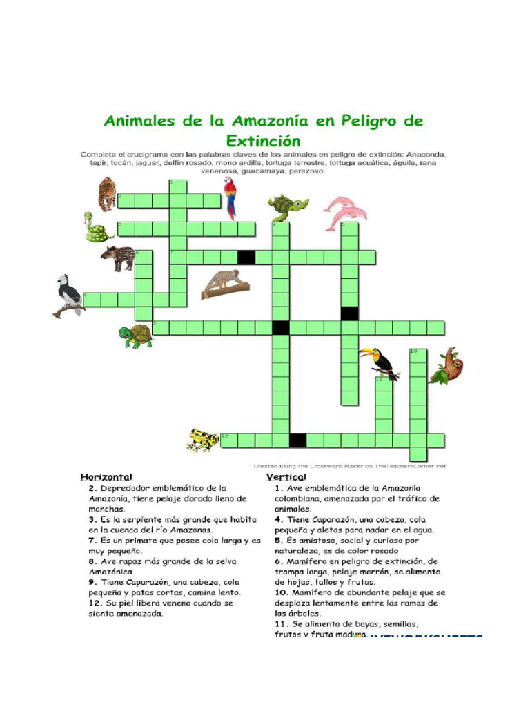 Actividades - Ciencias Naturales - Animales de La Amazonía en Peligro ...