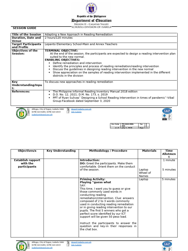 4 Session Guide-MA. TERESA G. SAQUING | PDF | Reading Comprehension ...