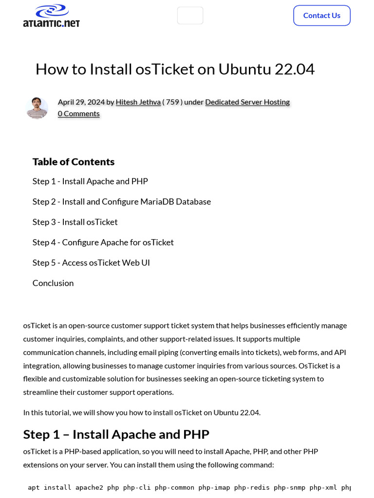 How To Install Osticket On Ubuntu 22.04 | PDF | World Wide Web ...
