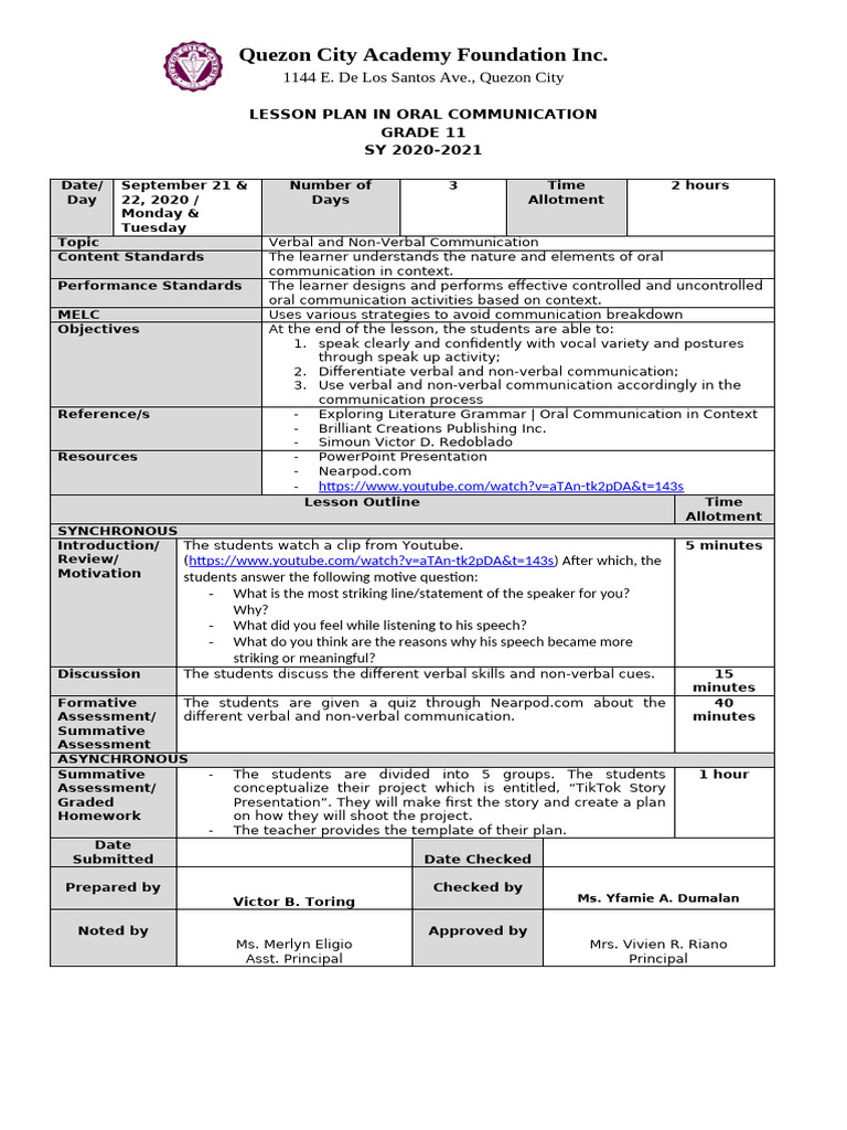 NON VERBAL COMMUNICATION LESSON PLAN PDF visual data 6