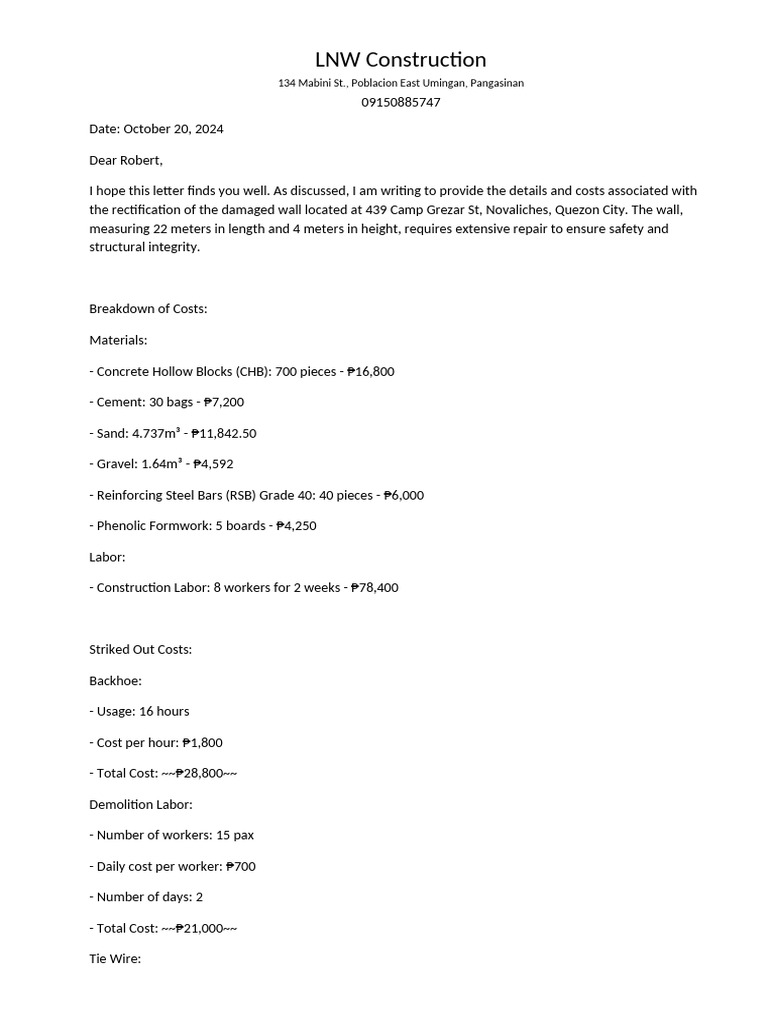 LNW Constructio - Rectification | PDF