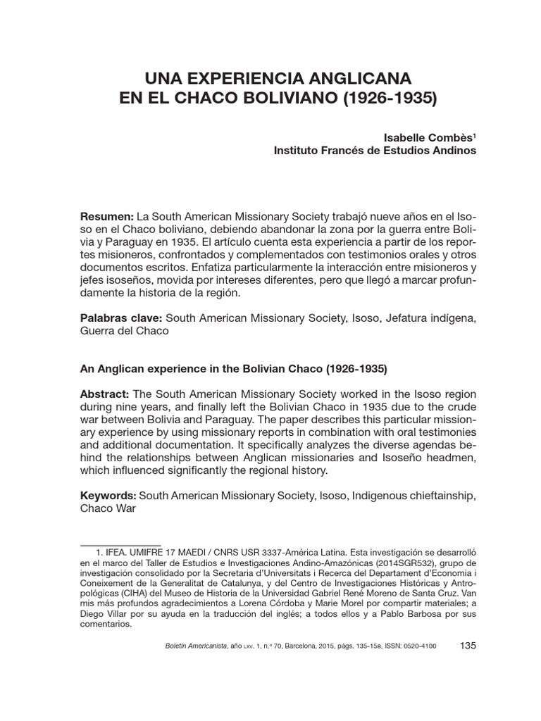 Misión anglicana en el Isoso boliviano | PDF | Bolivia