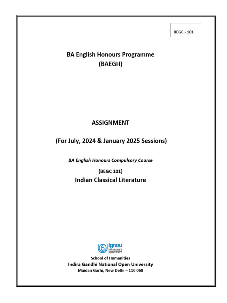 BEGC 101 Assignment Guidelines 2024-25 | PDF | Foreign Language Studies