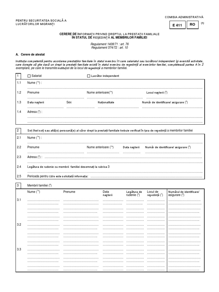 Formular E411 | PDF