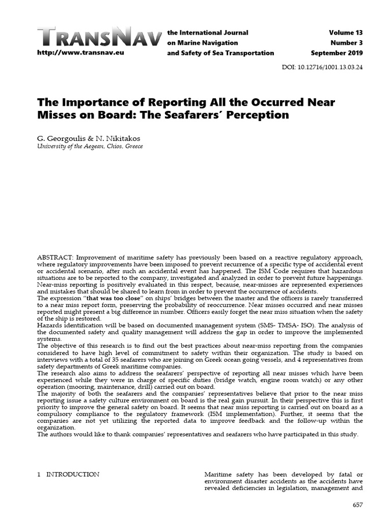 Importance of Near-Miss Reporting | PDF | Ships | Safety