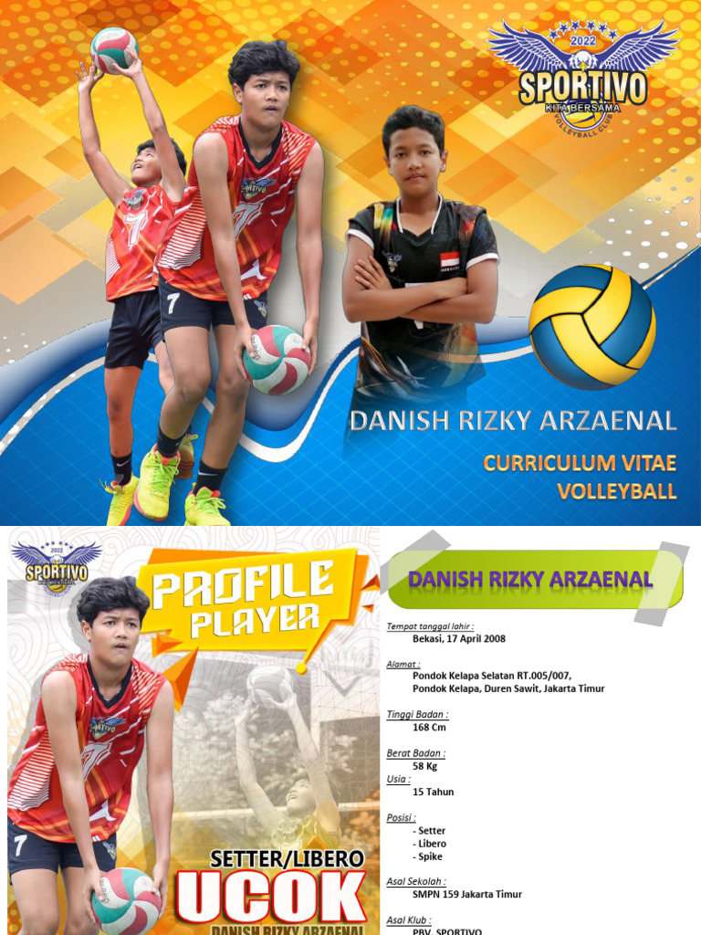 CV Atlet Voli Danish Rizky Arzaenal | PDF | Olahraga & Rekreasi