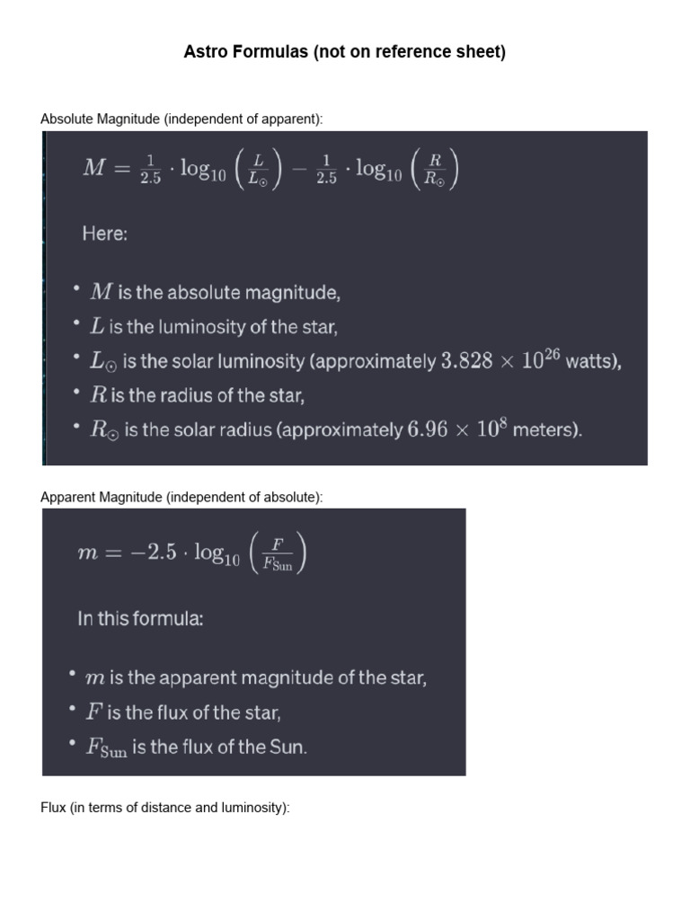 ASTRONOMICAL FORMULAS visual data 3