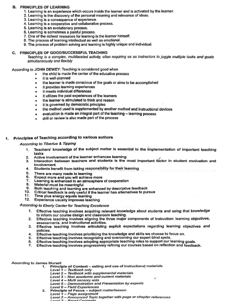PRINCIPLES OF TEACHING B | PDF