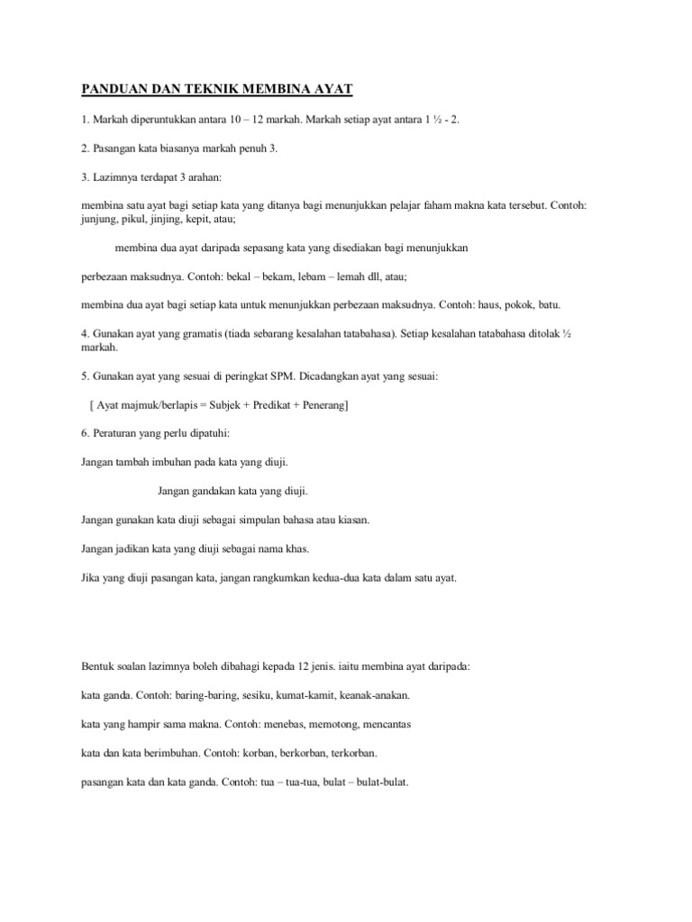Panduan Membina Ayat Pdf