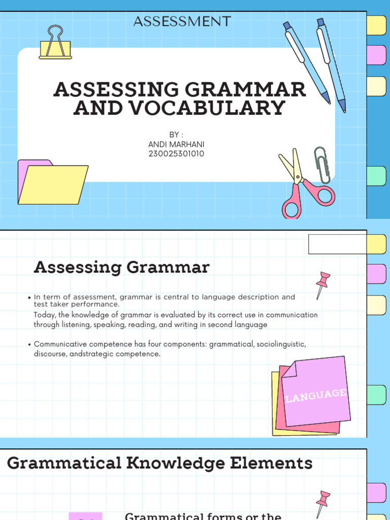 Grammar and Vocabulary Assessment Guide | PDF | Semiotics | Linguistics