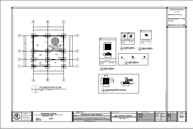 Foundation Plan for Two-Storey Residence | PDF