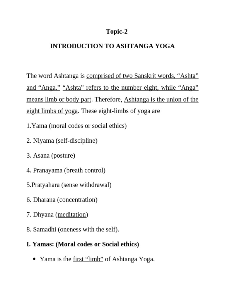 Introduction to Ashtanga Yoga | PDF | Religious Philosophical Concepts ...