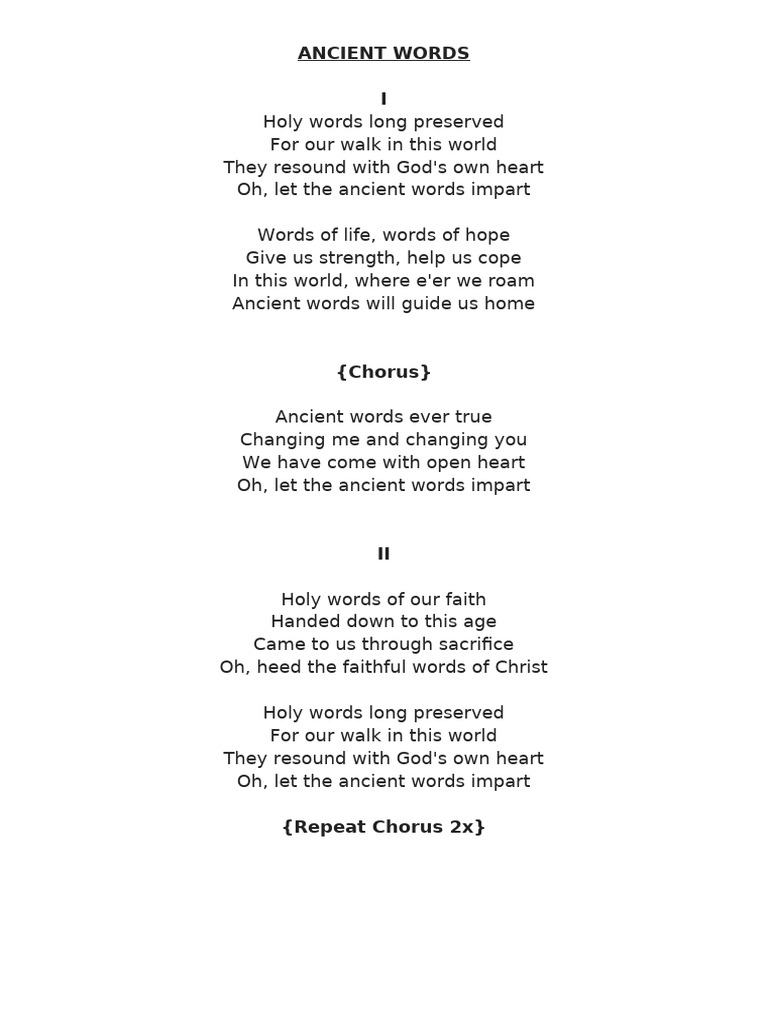 Ancient Words Hymn Lyrics PDF | PDF | Language Arts & Discipline ...
