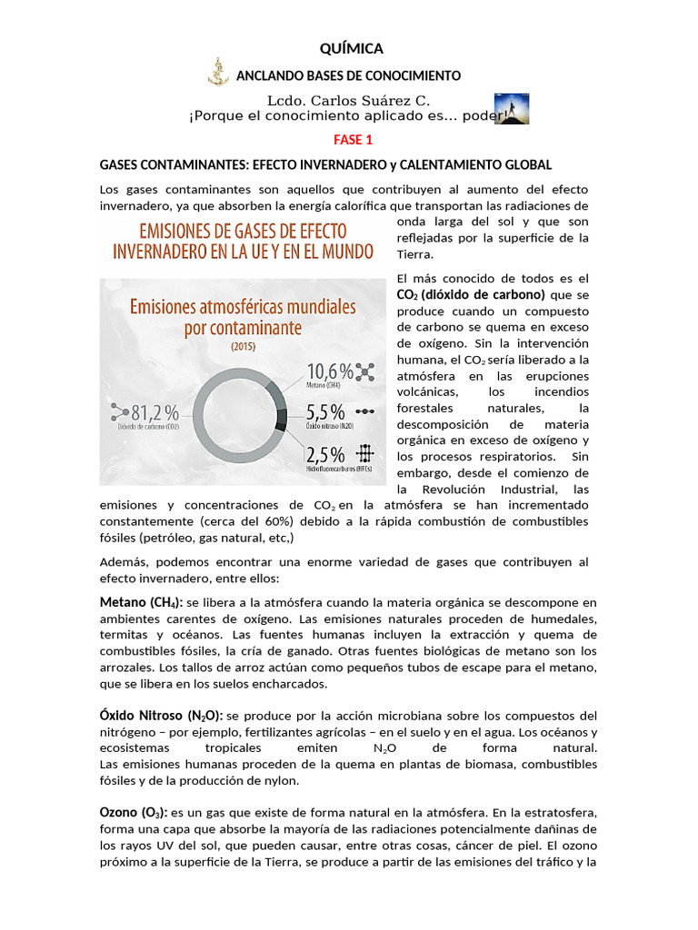 P. I. Causas Calentamiento Global - Efecto Invernadero | PDF | Gases de ...