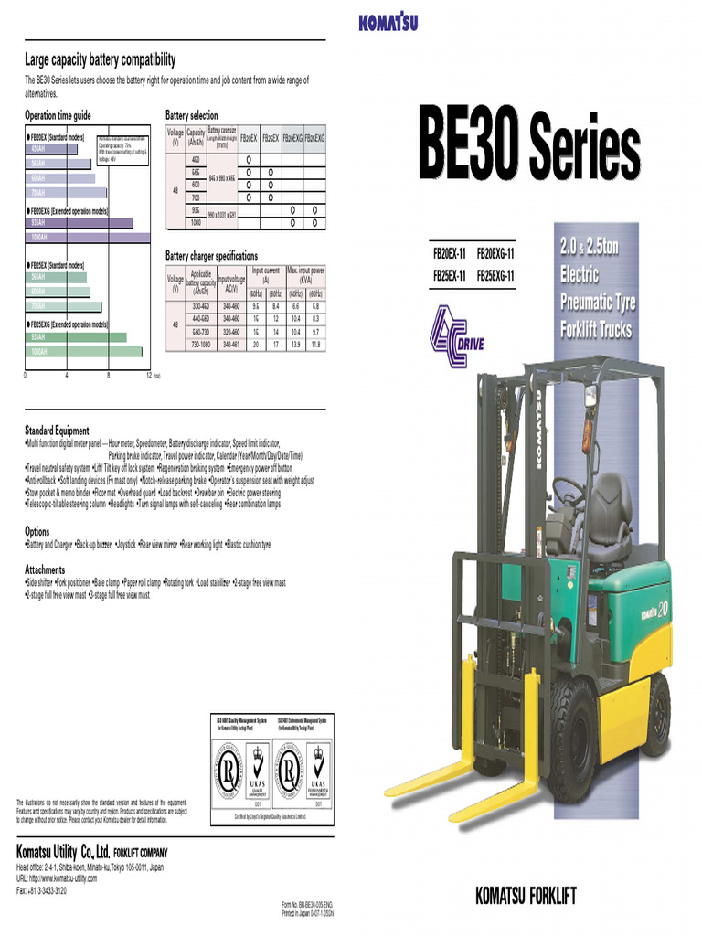 Komatsu BE30 Series Electric Lift Truck | PDF | Truck | Steering