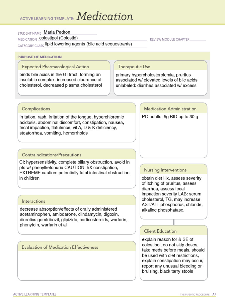 Colestipol - Maria Pedron | PDF | Constipation | Bile