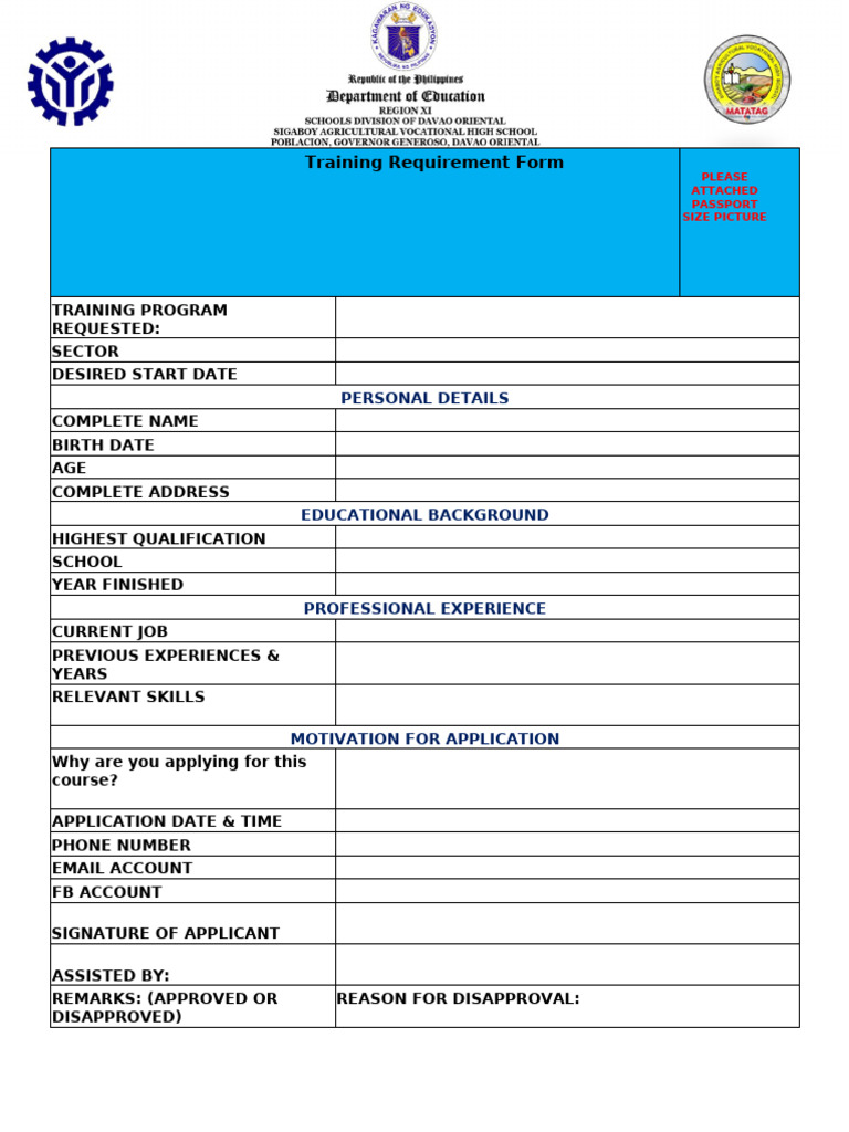 Training Requirement Form Final | PDF