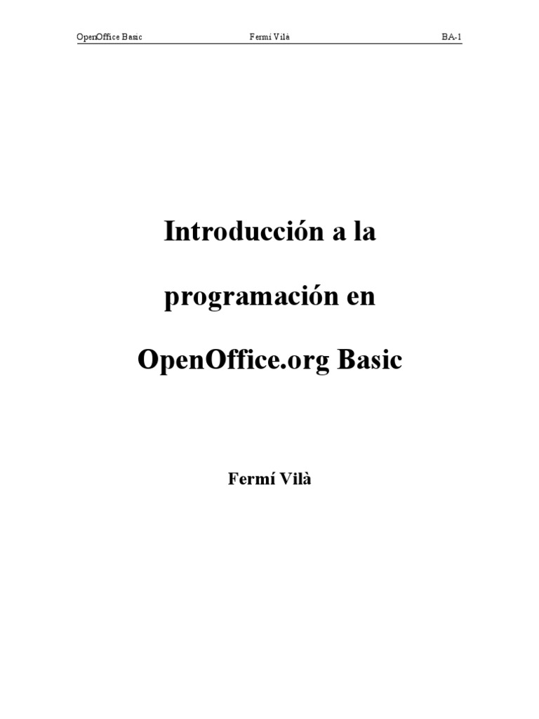 Introducción a OpenOffice Basic Programming | PDF | Básico | Vector ...
