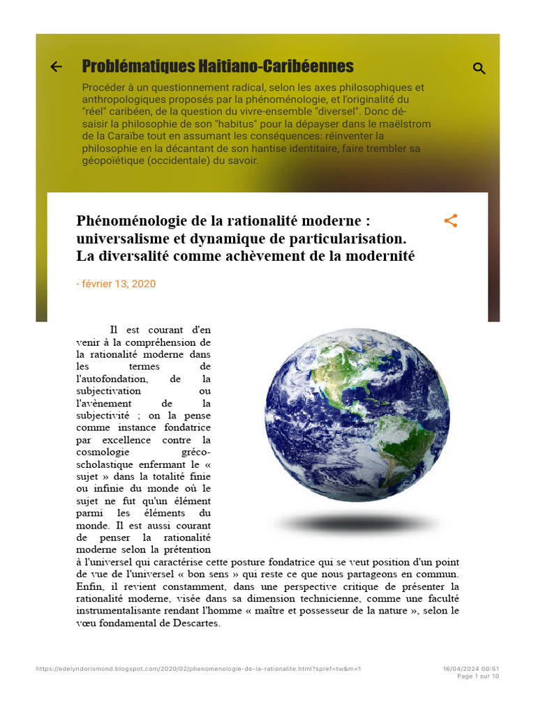 Phénoménologie de la rationalité moderne | PDF | Raison | Rationalité