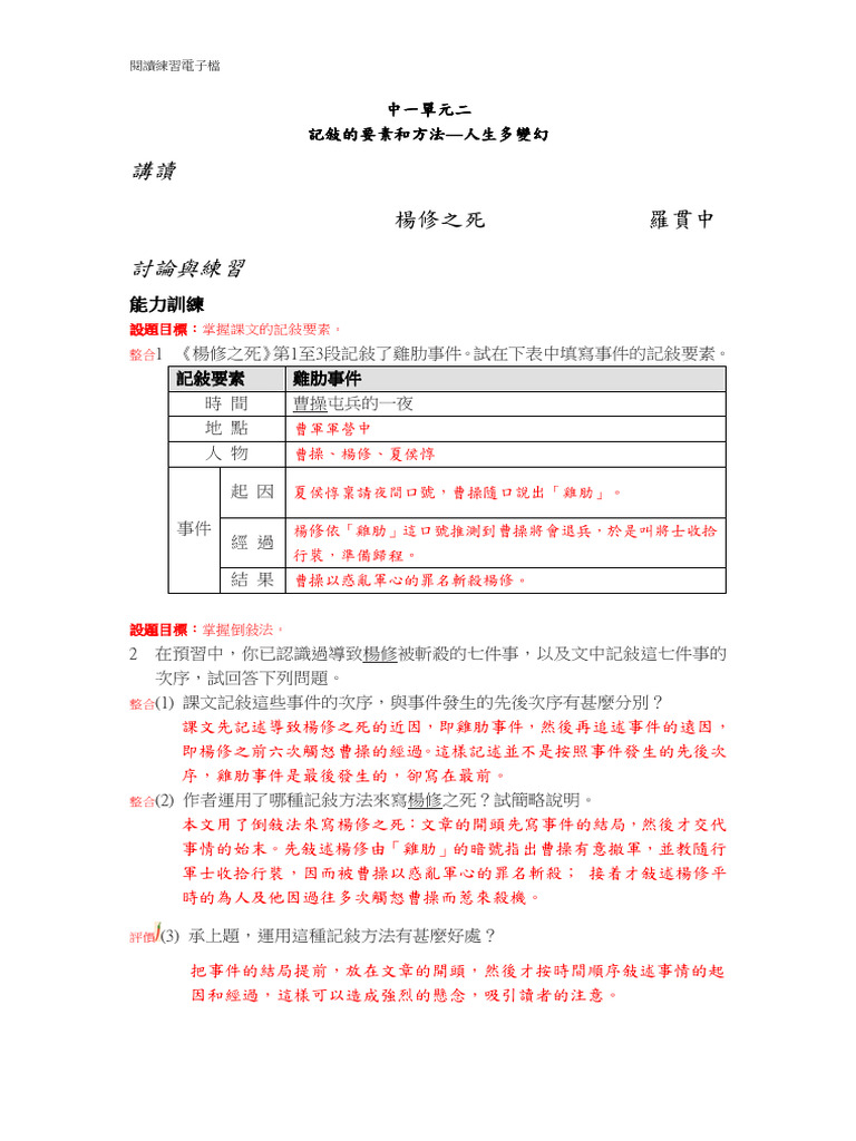 楊修之死工作紙| PDF