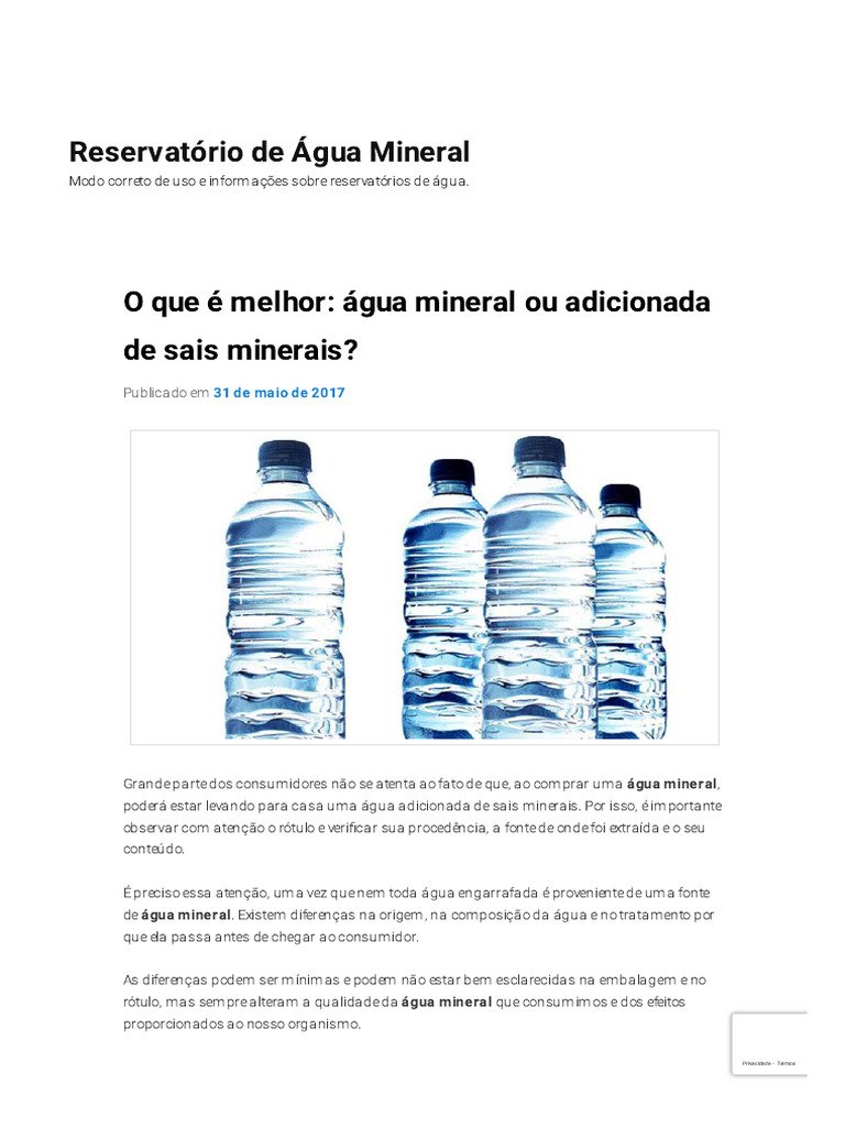 O Que é Melhor_ Água Mineral Ou Adicionada de Sais Minerais | PDF ...
