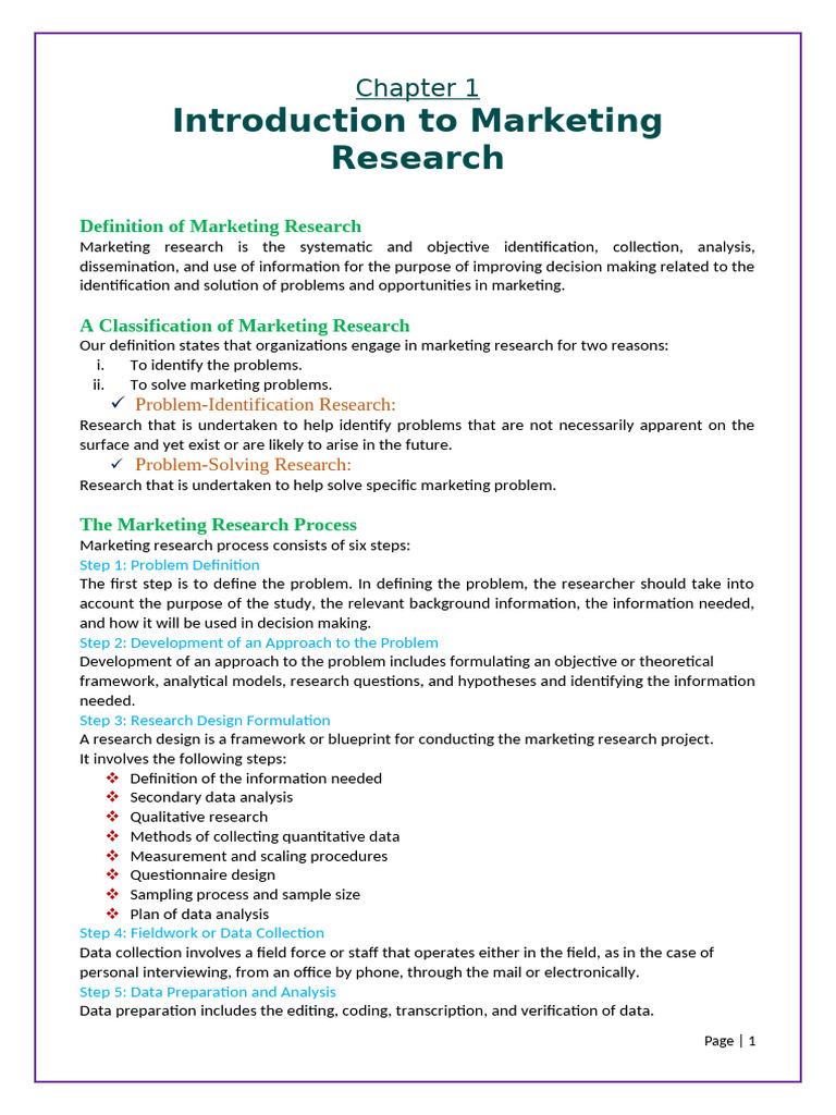 Marketing Research: Process and Importance | PDF | Marketing Research ...