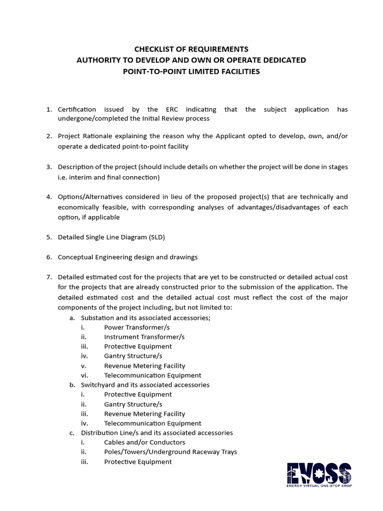 Point-to-Point Facility Development Checklist | PDF | Electrical ...