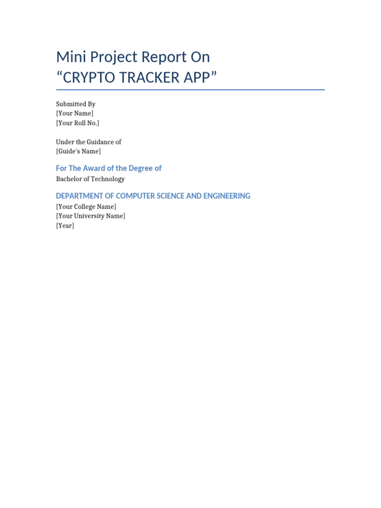 Crypto Tracker App Project Report | PDF | Cryptocurrency | Android ...