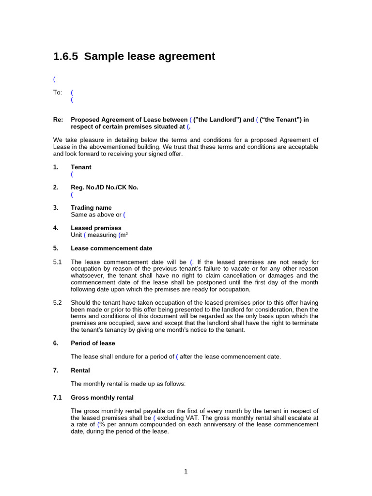 Commercial Lease Agreement Template | PDF | Lease | Leasehold Estate