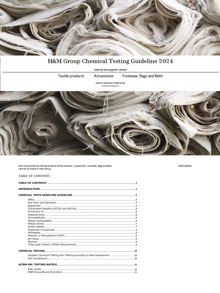 H&M Chemical Testing Guidelines 2024 | PDF | Textiles | Leather