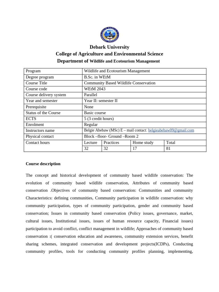 CBWC Course Out Line | PDF | Governance | Natural Environment