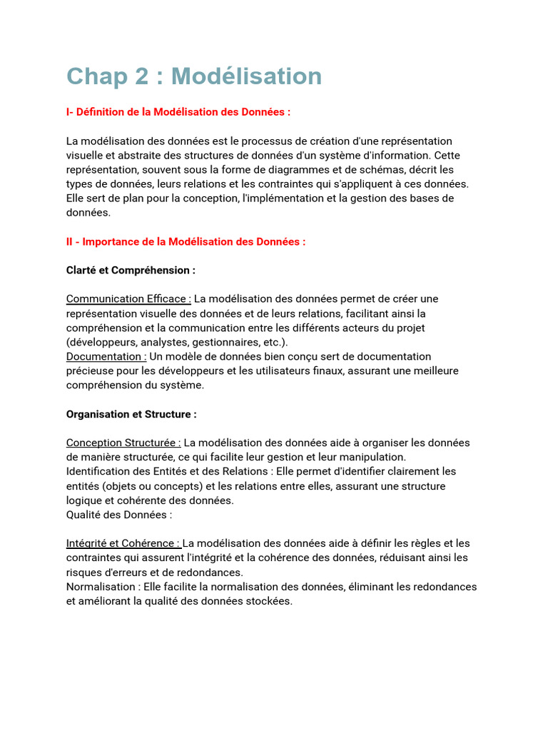 Définition de la Modélisation des Données | PDF | Modèle mathématique ...