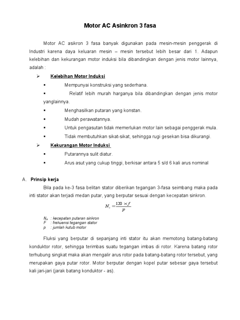  Cara Kerja Motor Listrik Ac Sinkron 3 Fasa 